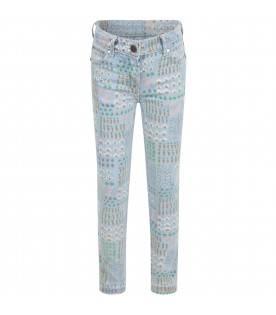 Light-blue jeans for babykids with colorful designs