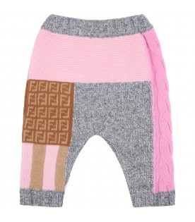 Multicolor trouser for baby girl with double FF