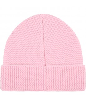 Pink hat for girl with white logo
