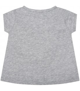 Grey t-shirt for baby girl with logo