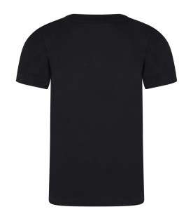 T-shirt nera per bambini con logo