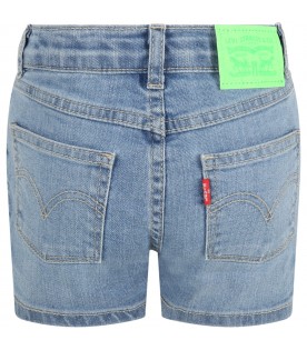 Light blue ''High rise'' short for girl with neon green patch