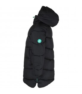 Black jacket for boy with green logo