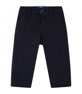 Blue trousers for baby boy with blue logo