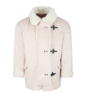 Beige jacket for kids with ivory details