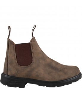 Brown boots for boy with logo