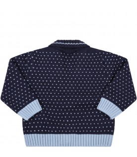 Blue cardigan for baby boy with doubles FF