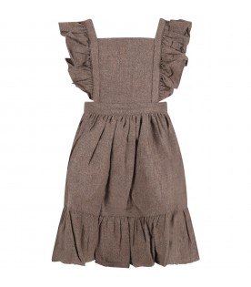 Brown dress for girl with rouche