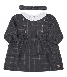 Grey dress for baby girl with logo