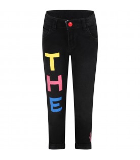 Black jeans for girl with logos