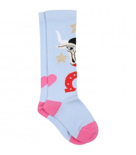 Light-blue socks for kids with stars