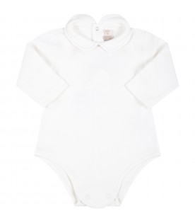 Body bianco per neonato con ricamo