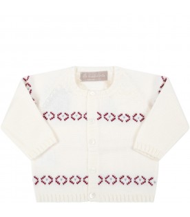 Ivory cardigan for baby kids with embroideries
