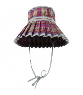 Multicolor Capri-hat for girlw with fuchsia details