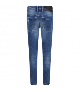 Azure jeans for boy with logo