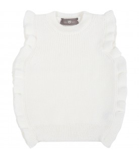 Ivory vest for baby girl with ruffles
