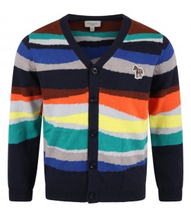 Multicolor cardigan for boy with zebra
