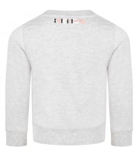 Grey sweatshirt for girl with colorful logo