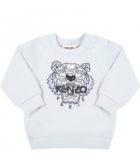 Light blue sweatshirt for baby boy with iconic tiger