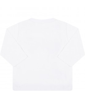 White t-shirt for baby boy with logo
