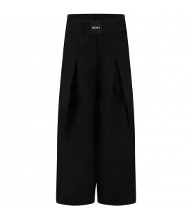 Black trousers for girl with pach logo