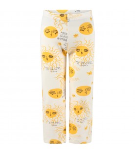 Ivory sweatpants for girl with yellow moon