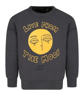 Gray sweatshirt for kids with yellow moon