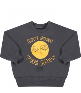 Gray sweatshirt for babykids with yellow moon