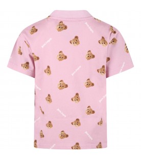 T-shirt rosa per bambina con orsi