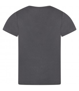 Gray T-shirt for kids with yellow moon