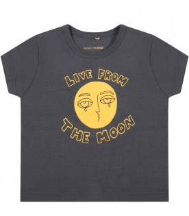 Gray T-shirt for kids with yellow moon