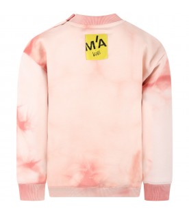 Pink sweatshirt for girl with black logo