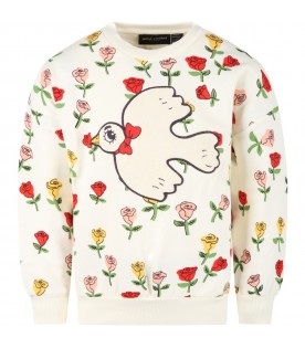 Ivory sweatshirt for girl with roses