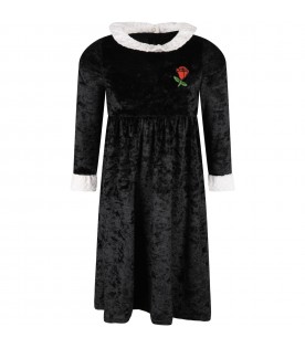 Black dress for girl with red rose