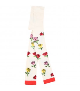 Ivory tights for girl with roses