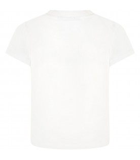 Ivory T-shirt for kids with yellow writing