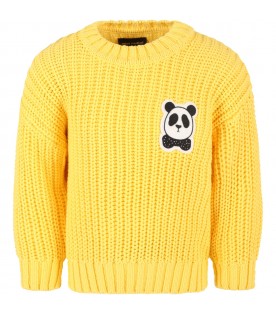 Yellow sweater for kids with bear