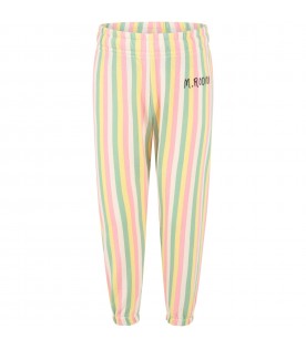 Multicolor sweatpants for kids with black logo