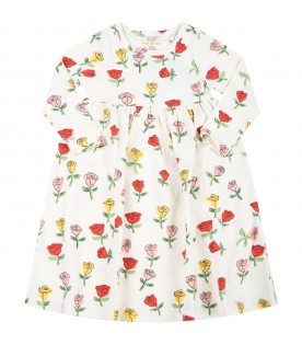 Ivory dress for baby girl with roses