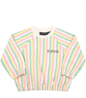 Multicolor sweatshirt for babykids with black logo