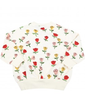 Ivory sweatshirt for baby girl with roses