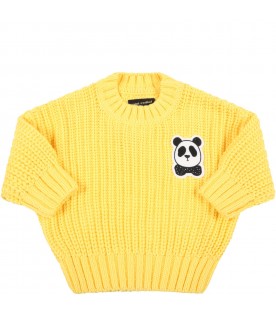 Maglione giallo per neonati con orso