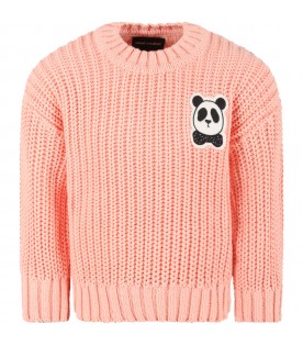 Pink sweater for girl with bear