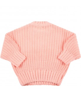 Pink sweater for baby girl with bear