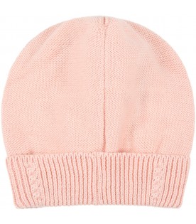 Cappello rosa per neonata con logo