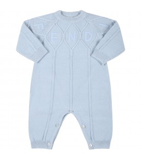 Light-blue babygrow for baby boy with logo
