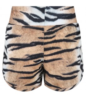 Multicolor short for girl with tiger print