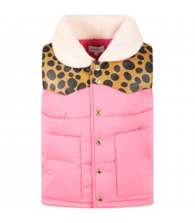 Pink vest for girl with logo
