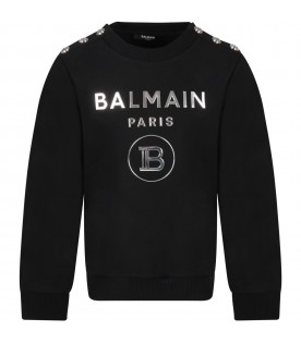 Black sweatshirt for kids with silver logo