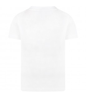 T-shirt bianca per bambini con logo argentato